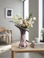 Vintage Art-Glass Vase Dänemark – Amethyst/Weiss – 27 cm⁠