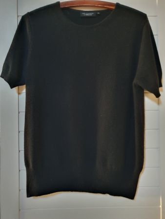 Schwarzer Kurzarmpullover 100% Kaschmir, Gr. S, Jj Benson