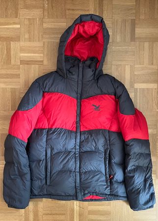 Salewa Daunenjacke mit Kapuze – Rot/Schwarz – Sehr warm