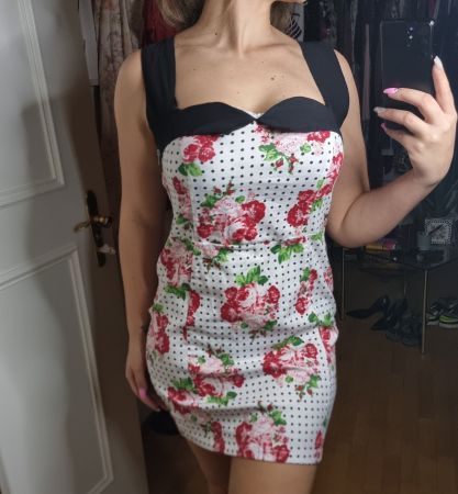 Sommerkleid weiss rot gepunktet Gr. 40