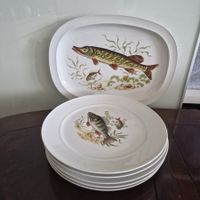 Langenthal Suisse Speiseservice, 6-teilig, Fischmotiv