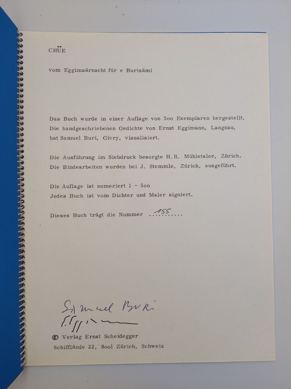 Bücher: ARTISTS BOOKS - EGGIMANN - BURI - CHÜE – Gebraucht aus Goldach von Gaip 1