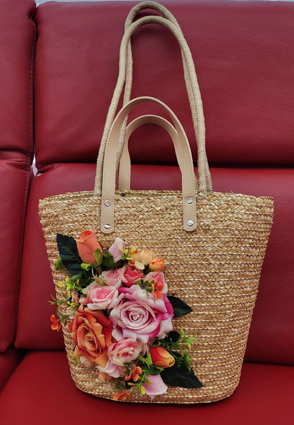 Borse da donna: Sac en paille décoré fleurs – Usato da Fribourg venduto da VictoriaShop7