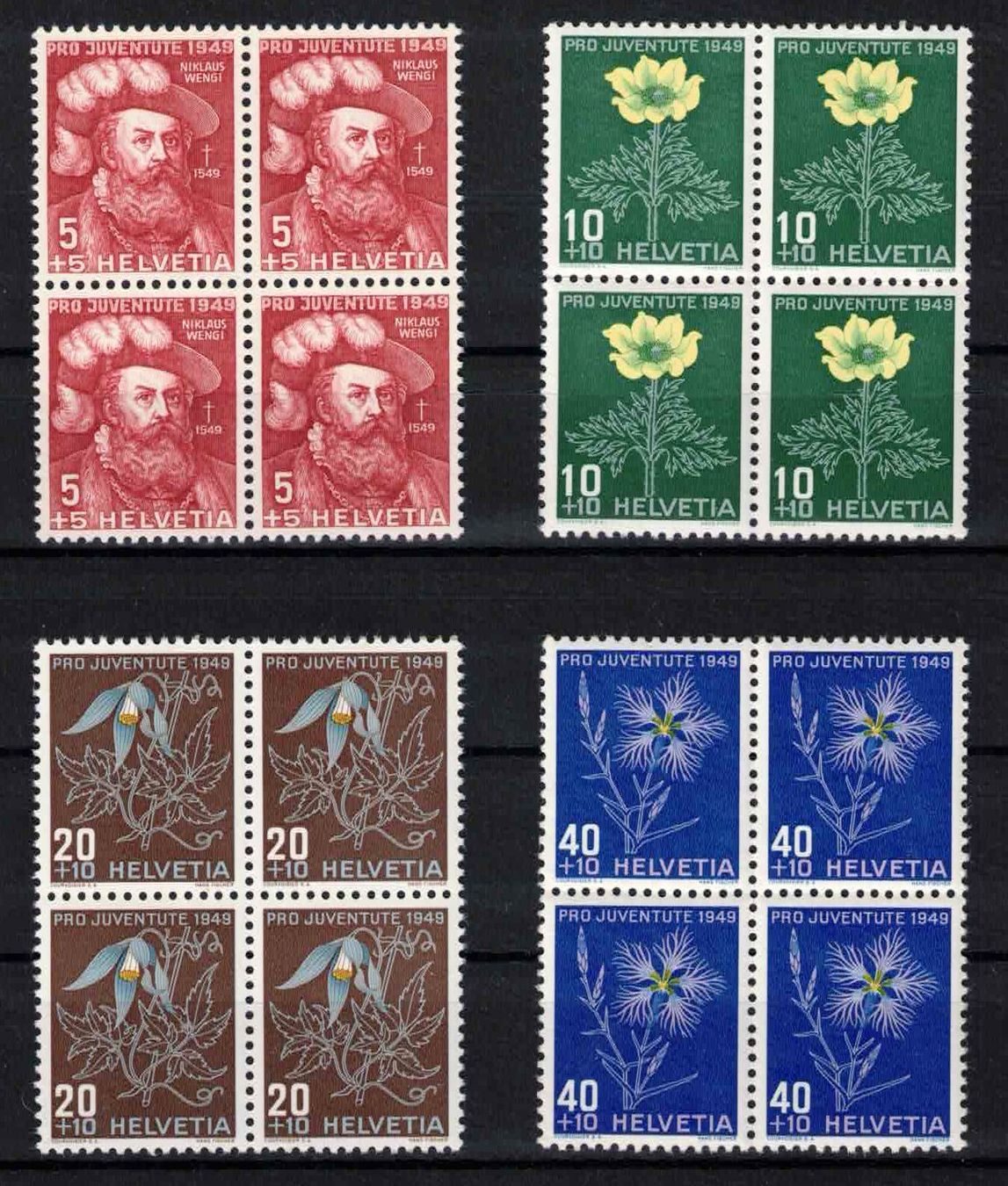 Tutti i francobolli: Pro Juventute 1949 im 4er-Block, postfrisch ** – Nuovo (secondo la descrizione) da Nuglar venduto da Stamp88