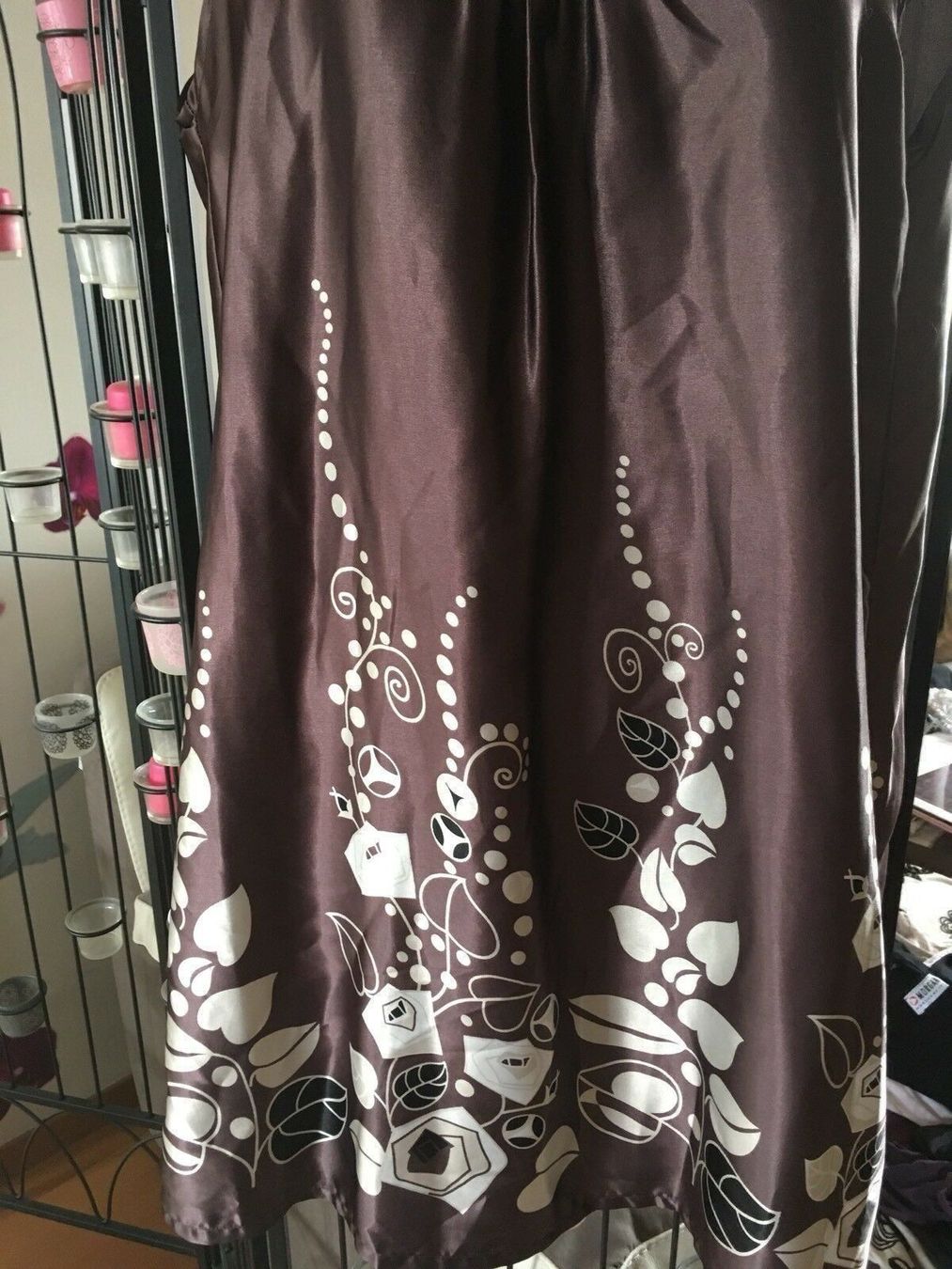 Vestiti: robe droite légère fluide satinée marron fleurs 36 – Usato da Genève venduto da Libellule477 3