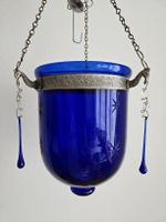 Pflanzenhänger | Blumenampel antik ca. 1920 aus blauem Glas