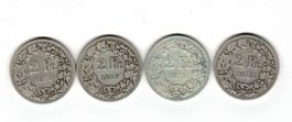 4 x 2 Fr. /1874 - 1875 - 1878 - 1879