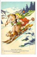 Minouvis - No 95 - Paar-Skifahren mit Hund - Winter-Sport