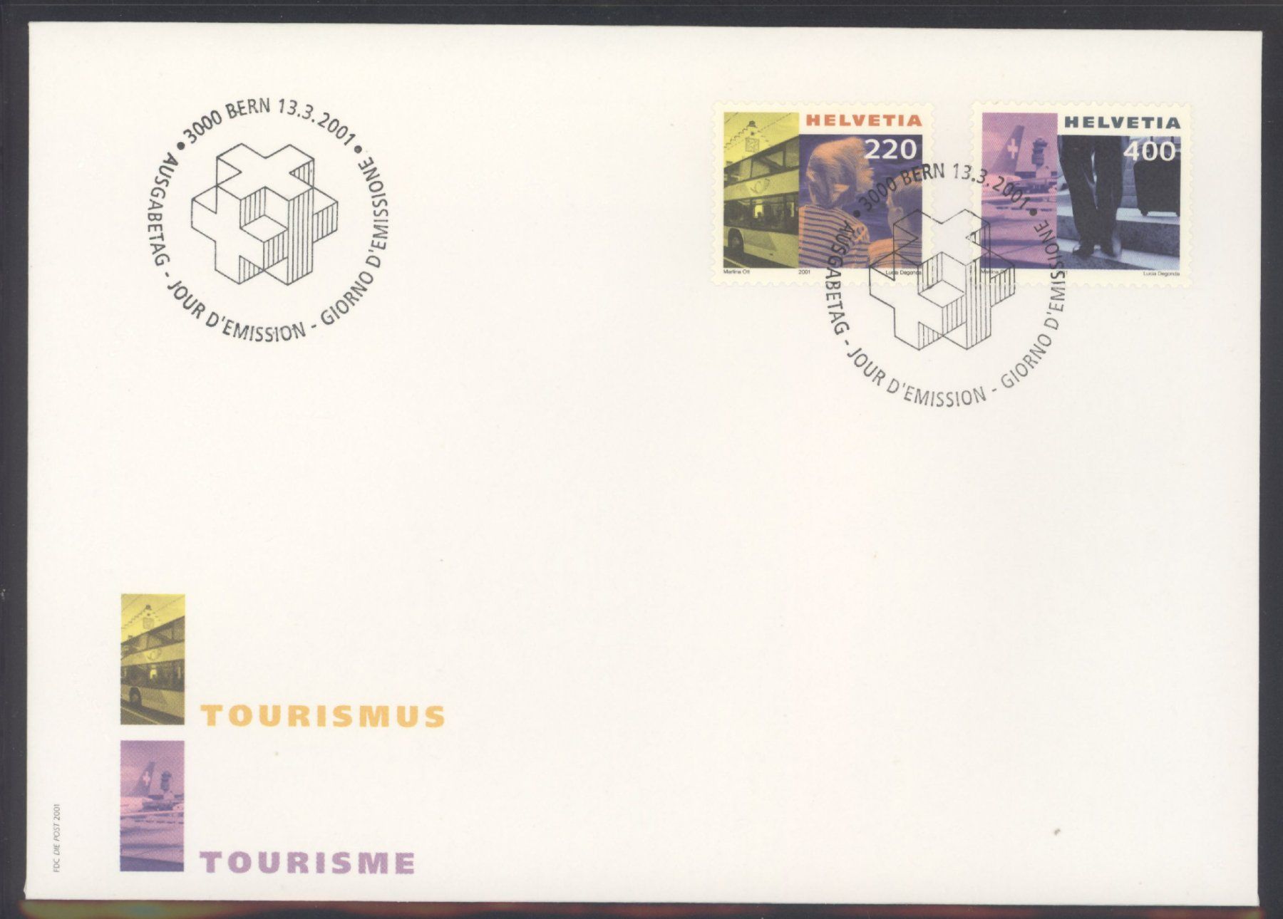 Tutti i francobolli: 2001, FDC, Dauermarken Tourismus II – Usato da Willisau venduto da Vollstempel