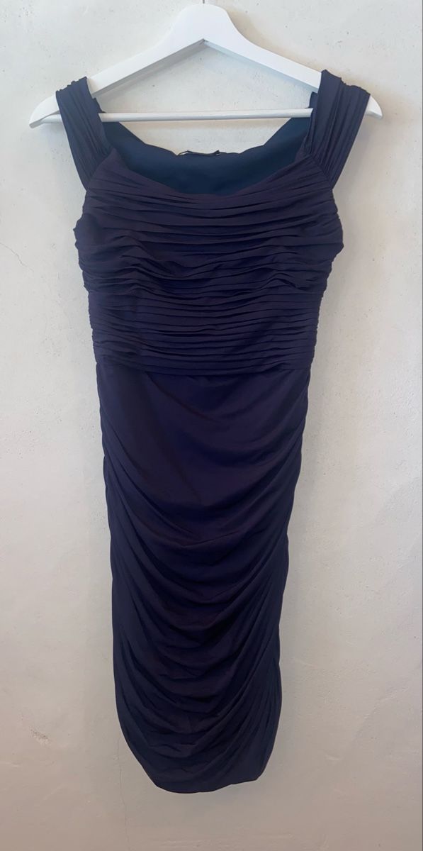 Kleider: Robe BCBGMAXAZRIA drapée bleu marine – Gebraucht aus Romainmôtier von jea_n99k