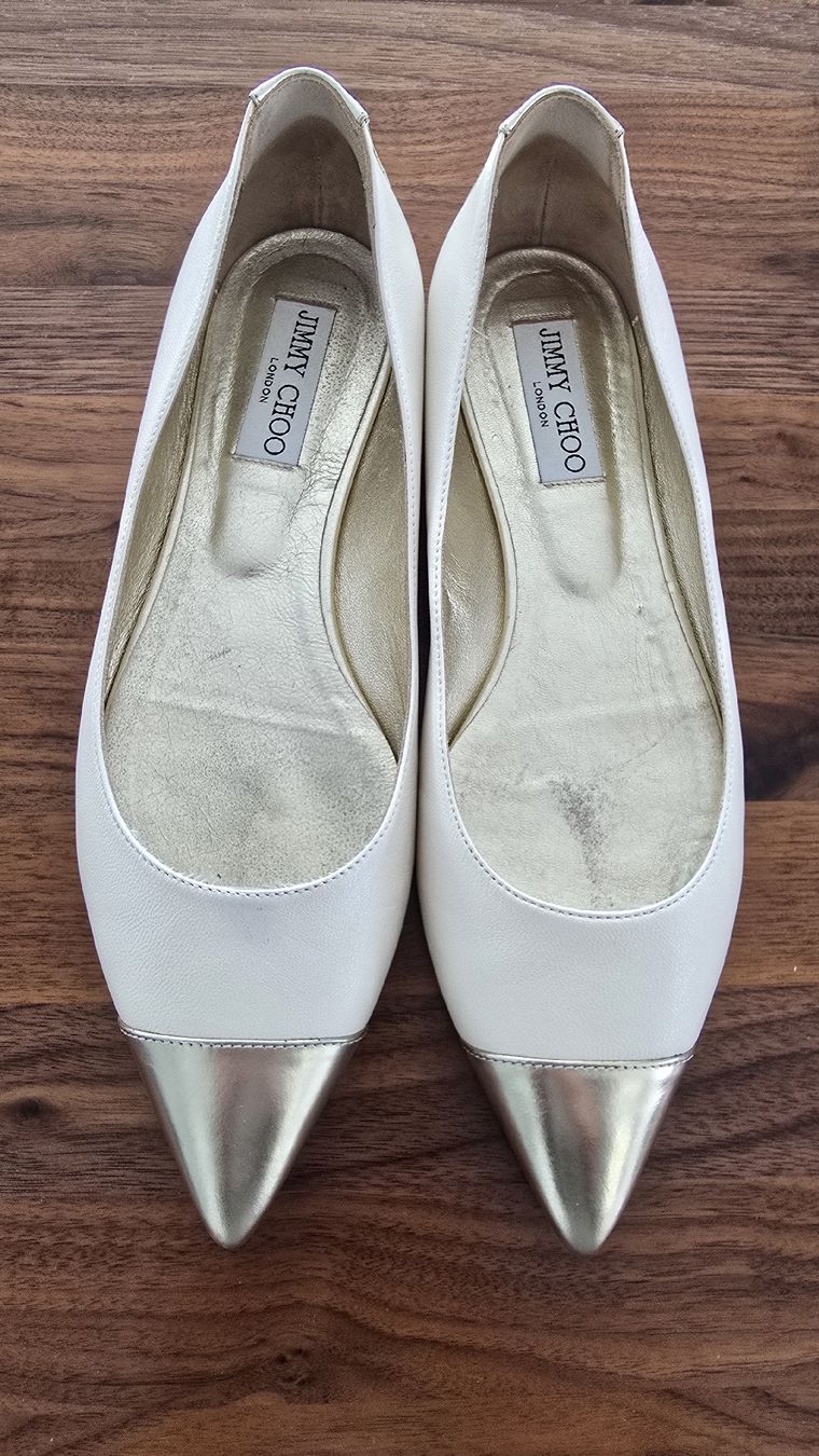 Jimmy Choo Damenschuhe: Jimmy Choo Ballerinas, Gr. 38.5 créme/gold – Gebraucht aus Aesch ZH von Strandhaus