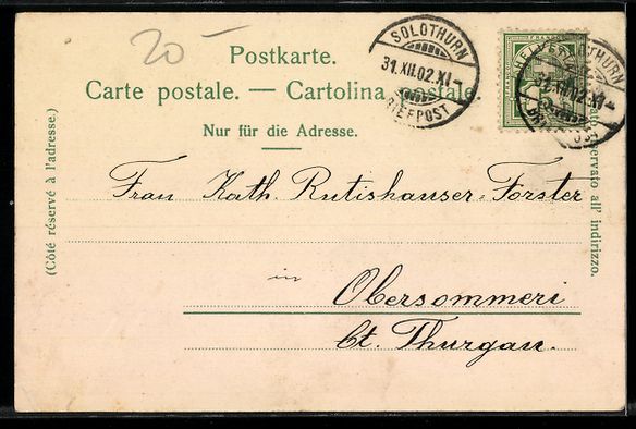 Cartoline postali: AK Solothurn, Landhausquai, 1902 – Usato da Berlin venduto da bartko-reher 1