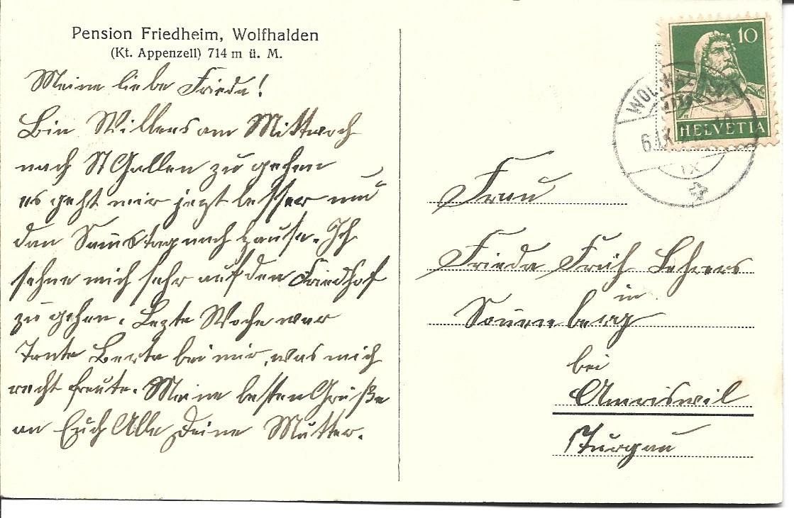 Cartoline postali: AK  Wolfhalden Pension – Usato da Appenzell venduto da mai25 1