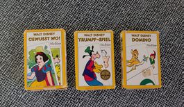 Walt Disney Spiele Konvolut, 3 Kartenspiele, vintage