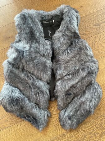 Kurzes Gilet in Dunkel Grau Gr S Neu