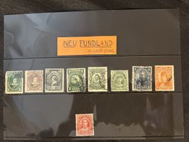 Lot de 9 timbres Terre-Neuve Newfoundland divers état