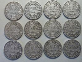 Serie 2 Fr.  1904 bis 1916 Lückenlos 12 Stück