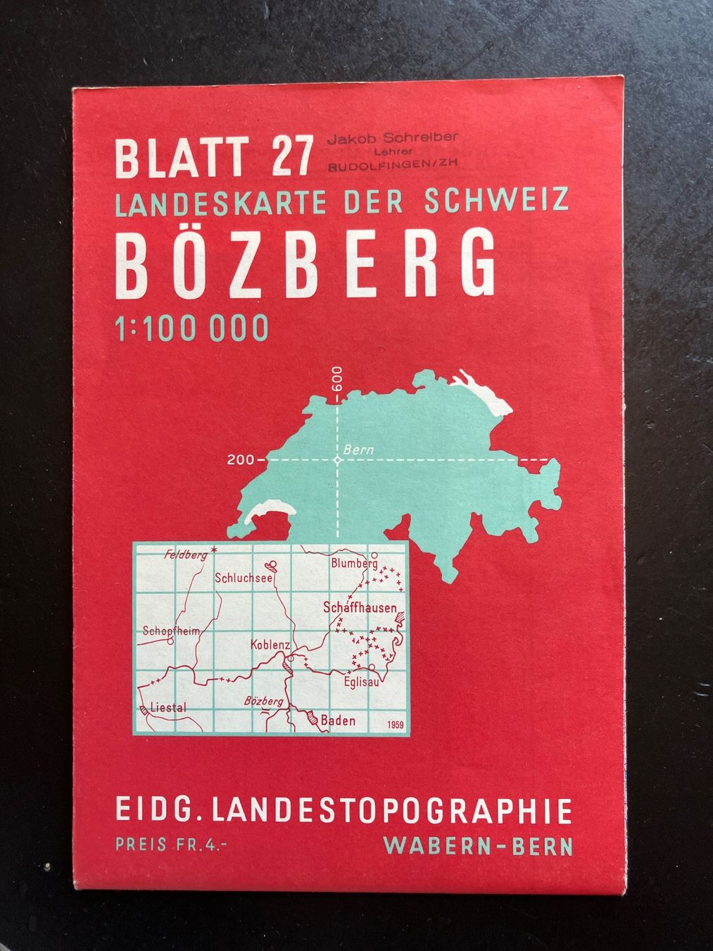 Cartine & Atlanti: Bözberg, Landkarte 1965 – Usato da Wangen ZH venduto da day01