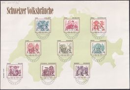 1977, Nr.594-602 Ersttags-Grossbrief Volksbräuche.