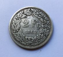 1862 2 Franken Silber