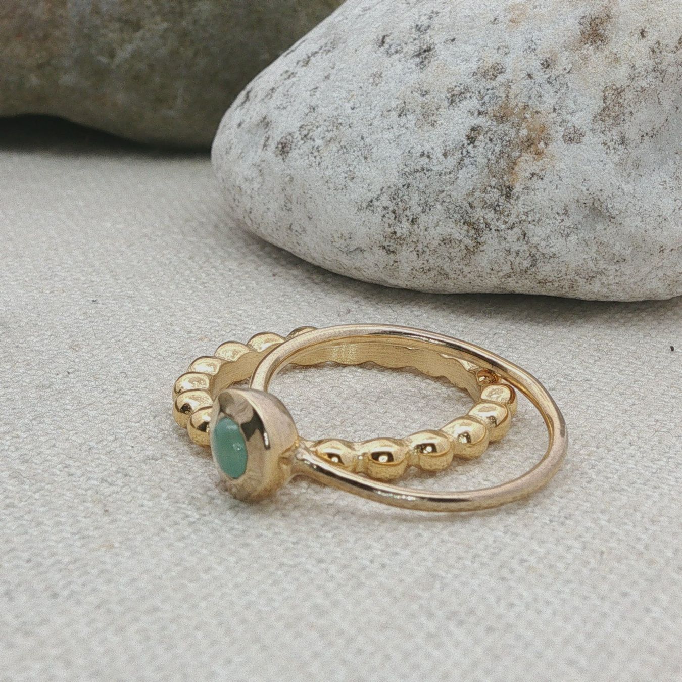 Olga Ribler Anelli: Edelstahl & Silber Prehnite Ring SET Ringgrösse 60 – Nuovo (secondo la descrizione) da Luzern venduto da Schmuckoutlet 5