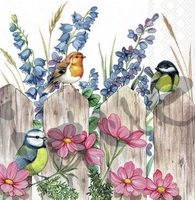 Serviette birds on fence (1659) 2Stk.