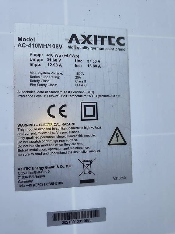 Dispositivi a energia solare: Axitec AC-410MH/108V Solarmodul – Usato da Abtwil SG venduto da Kastellan1 3
