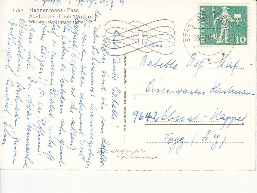 Ansichtskarten: Hahnenmoos-Pass 1968 – Gebraucht aus Bürglen TG von StampGraf 1