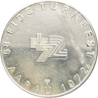 Pièce d'argent 68e Fête fédérale de gymnastique d'Aarau 1972