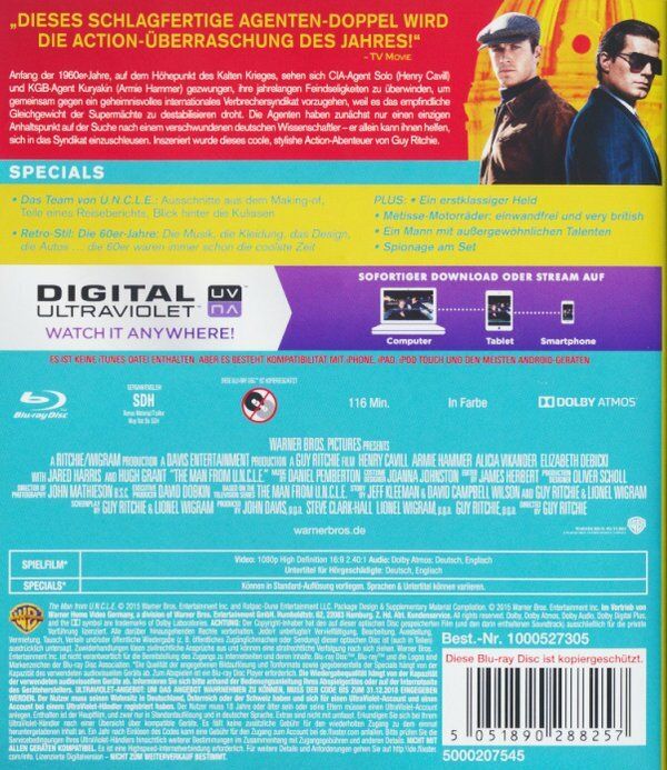 Tutti i DVDs: Codename U.N.C.L.E (Bluray) – Usato da Uzwil venduto da visions77 1