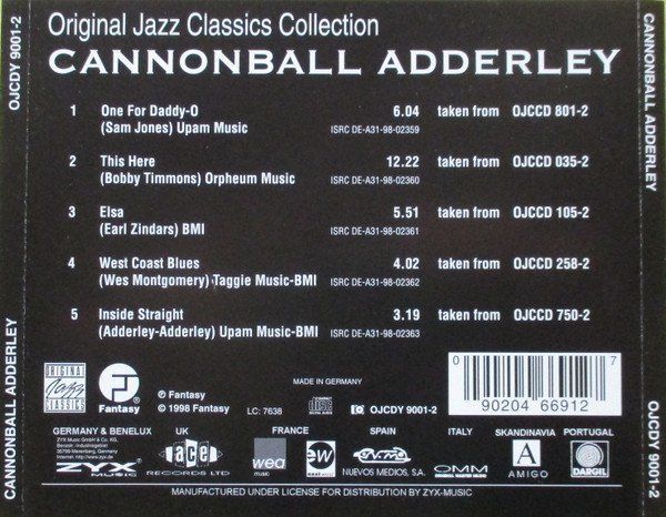 CDs: Cannonball Adderley JAZZ CLASSICS  Contemporary  Hard Bop CD – Gebraucht aus Kandergrund von Sososo 1