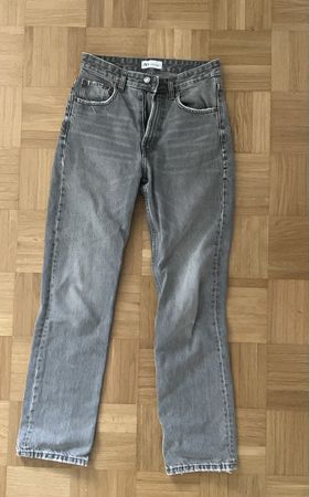 zara straight leg jeans grey 