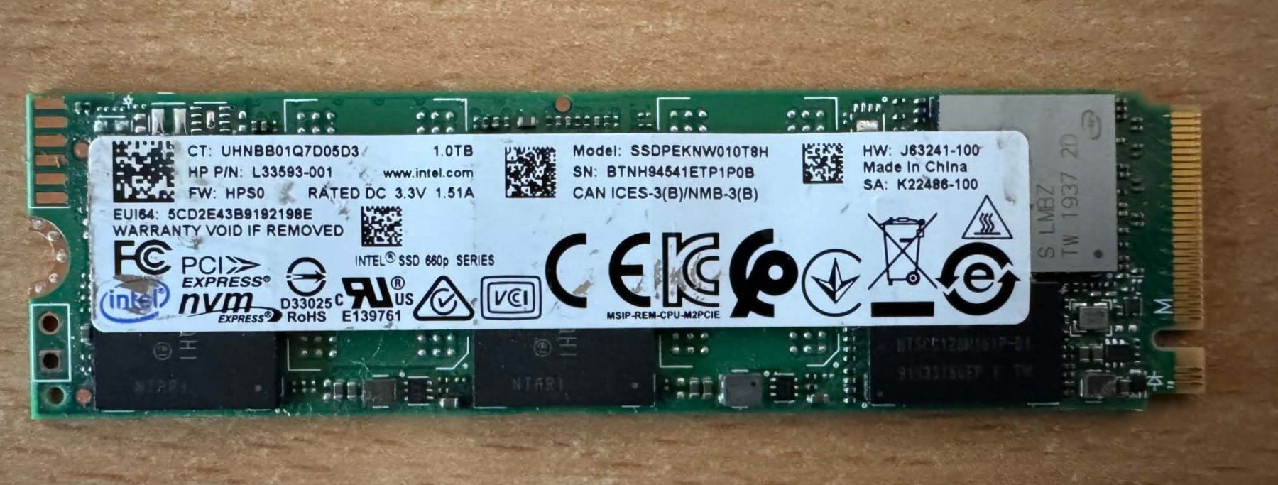 Intel Dischi rigidi: Neuwertig Intel nVMe / SSD 1 Tb. – Usato da Dällikon venduto da Lostat