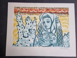 KÜNSTLER  ? LITHOGRAPHIE unleserlich SIGNIERT Grösse 50x39cm