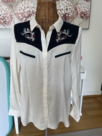 Bluse AP, weiss mit Stickereien, 40