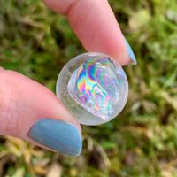 ✲ 2 Stk. Quarz Mini Kugel ✲ Sphere mit Regenbogen Glitzer
