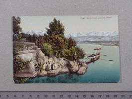 Zürich, Zürichhorn, Alpen, 1910, belebt, Boot