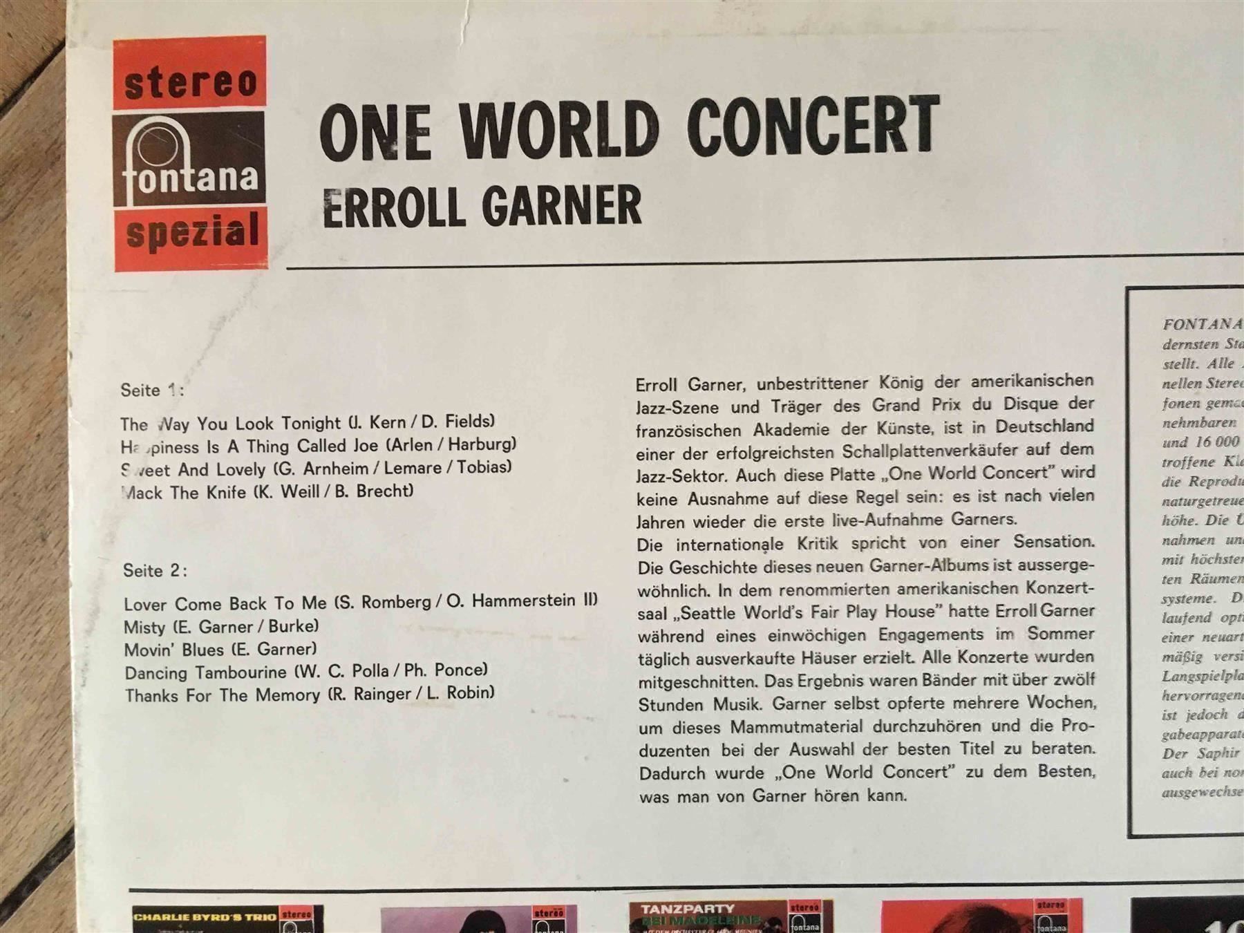Schallplatten: Erroll Garner One World Concert – Gebraucht aus Luzern von Needful_Things 2