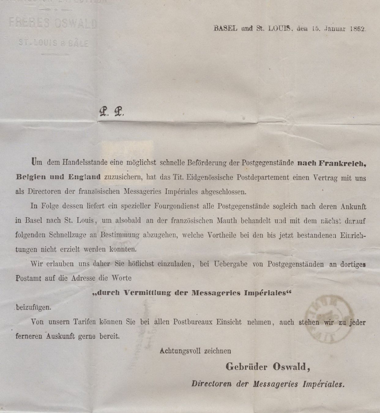 Buste & buste per spedizione: Basel Postgeschichte 1852 mit seltenem Stempel – Usato da Vilters venduto da Jere3943 2
