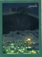 Savognin bei Nacht mit der Kirche Son Martegn, ungelaufen