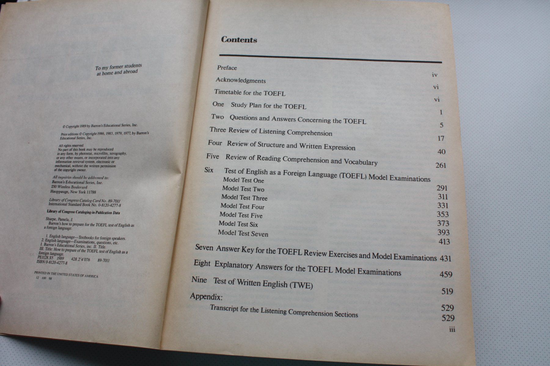 Libri: TOEFL Vorbereitung - Barron's Testbuch, 6th Edition, – Usato da Wettingen venduto da Licht08 3