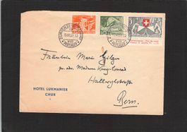 Beleg mit Werbezudruck Hotel Lukmanier Chur , 15.Vl.1951