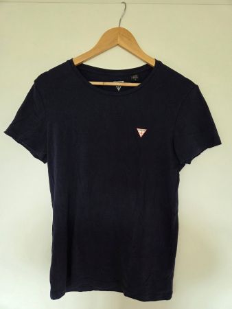 GUESS T-Shirt S Dunkelblau Logo 95% Baumwolle