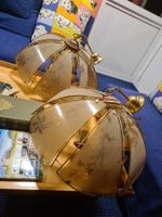 2x Lustres vintage en laiton et verre, occasion