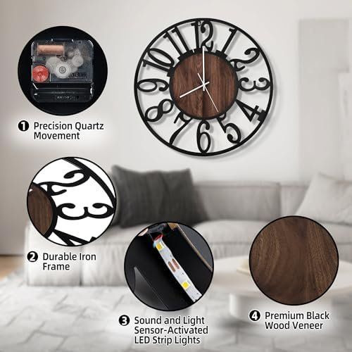 Orologi da terra & Orologi da parete: LED Wanduhr 50cm leise – Nuovo e nell'imballaggio originale da Hundwil venduto da Mr.Wong 6