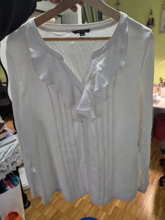 Elegante weisse Bluse mit Rüschenbesatz Gr. 42, Comma