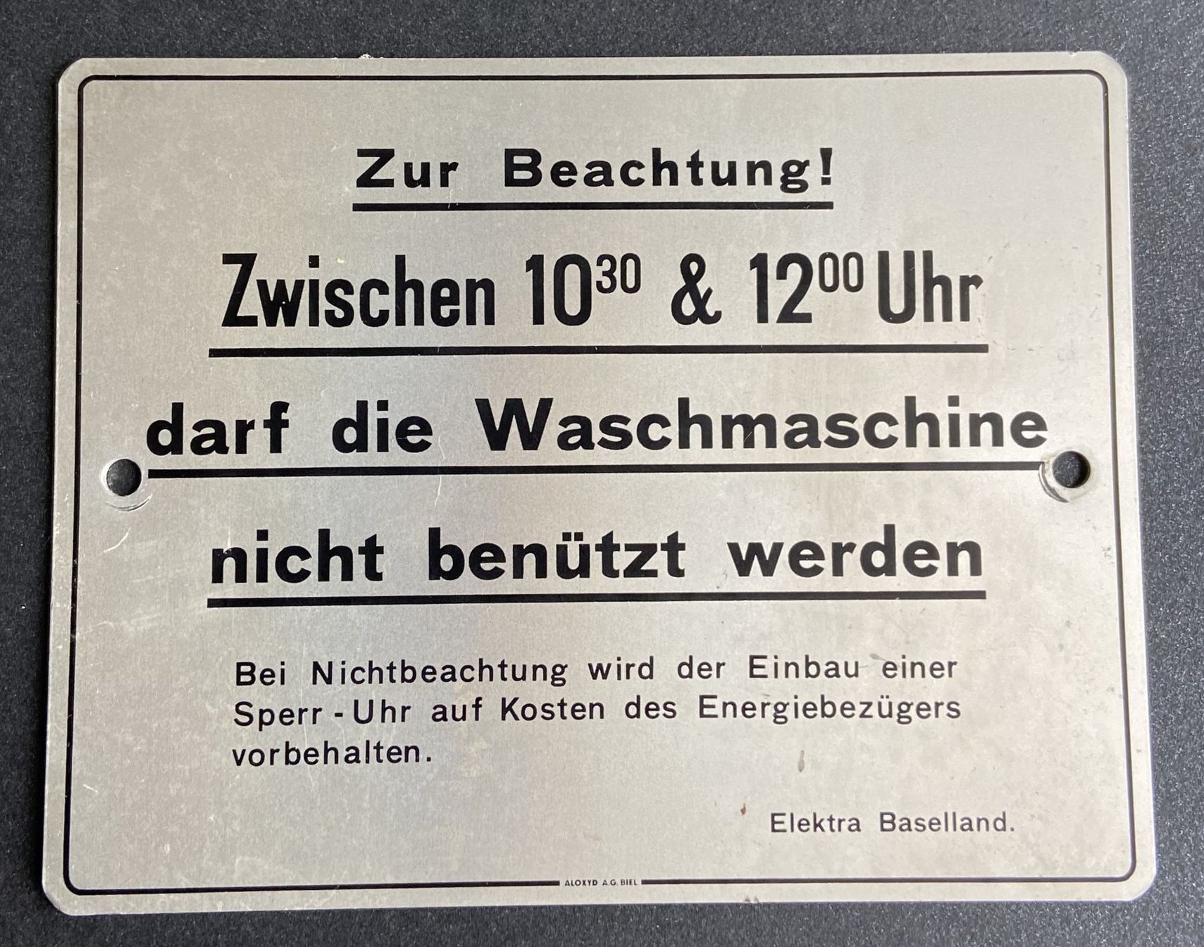 Insegne: Altes Waschküchen - Schild  von Elektra Baselland – Usato da Böckten venduto da Hansi36