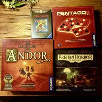 4 Brettspiele  Andor, Arkham Horror, Pentago & Confusion