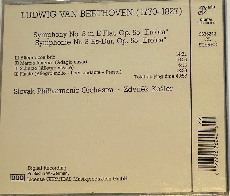 CDs: CD LUDWIG VAN BETHOVEN Symphony No.3  E Flat Opus 56 EROICA – Gebraucht aus Wisen von gigisna 2