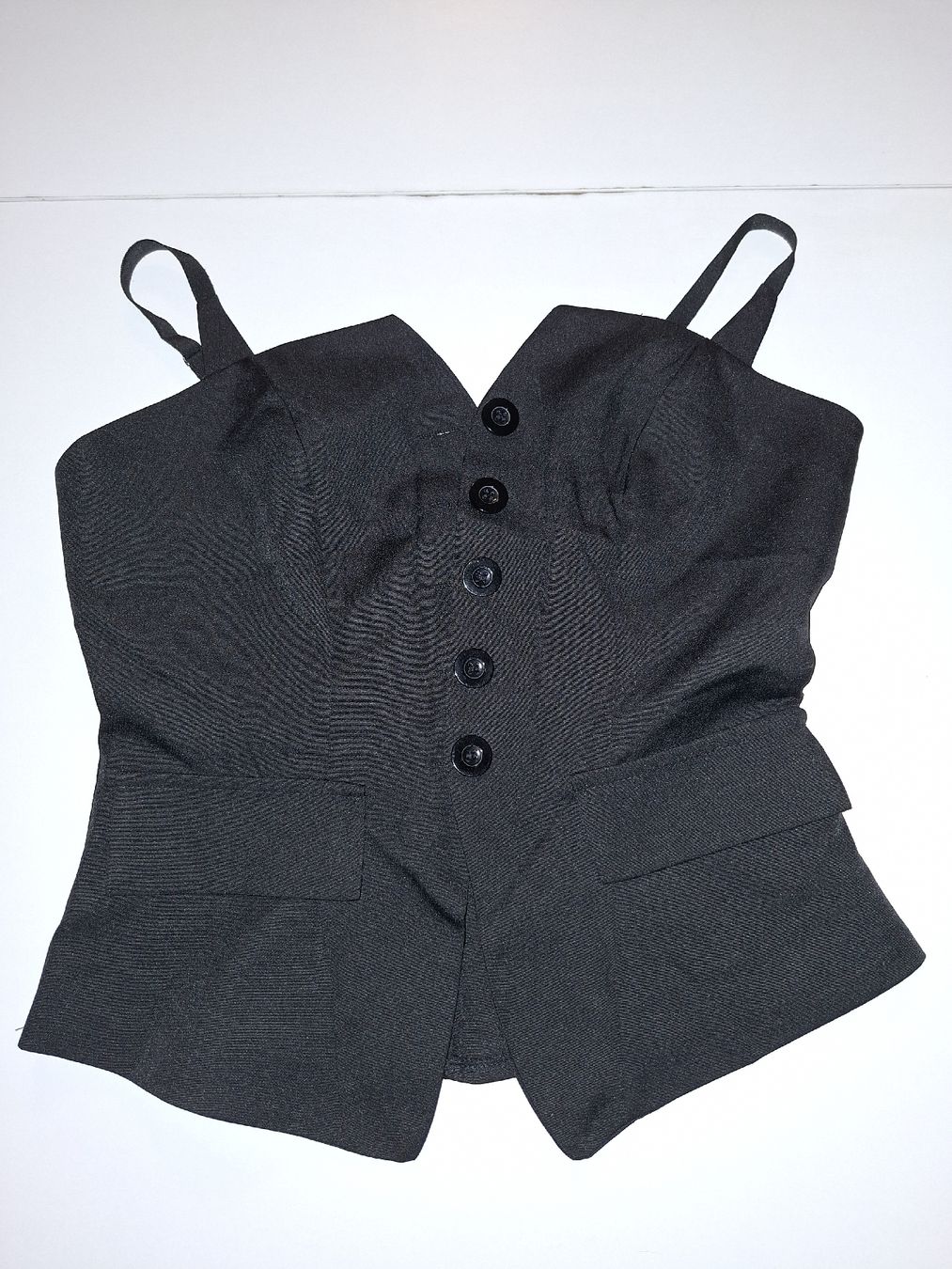 Tops: Top noir à boutons, taille S – Neu (gemäss Beschreibung) aus Lausanne von Cassandra11